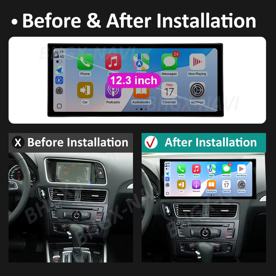 LIARO-NAVI Android 15 Carplay Multimedia-Videoplayer mit WIFI für Audi Q5 (2009-2017), Linkslenker, Schwarz - Bild 3
