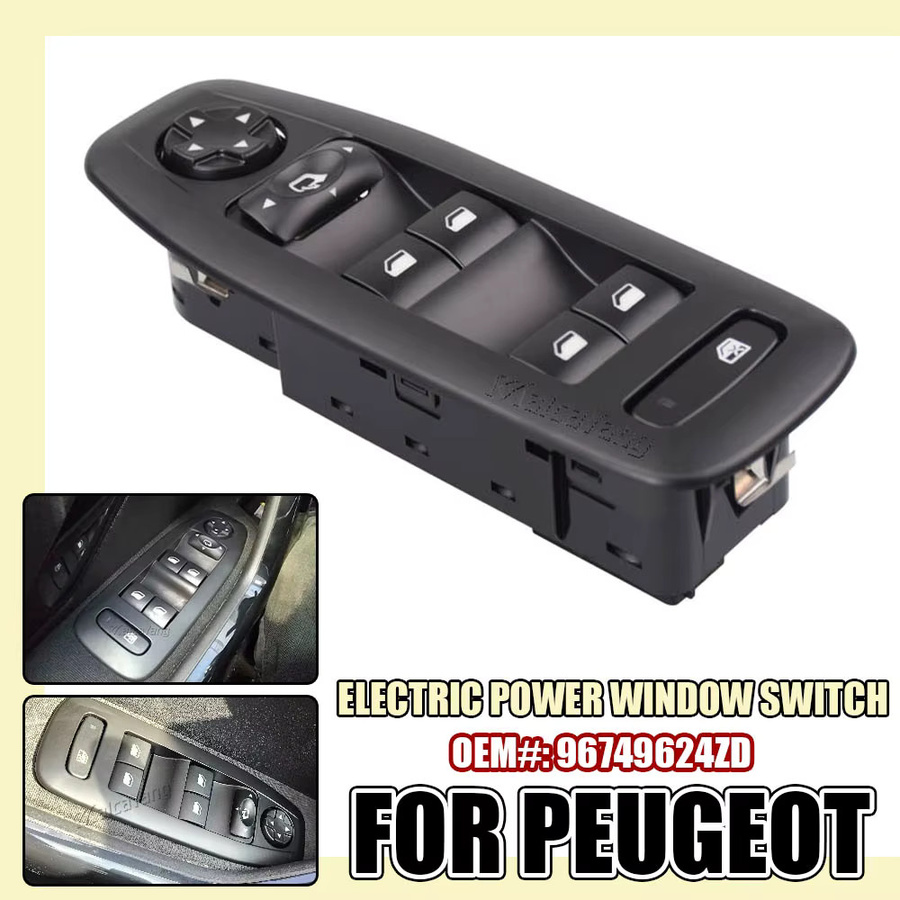 Malcayang Master Power Fenstersteuerung Schalter für Peugeot 208 und 2008 Schrägheck, Fahrerseite links, Schwarz - Bild 3