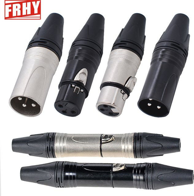 FRHY 2er Set Professionelle 3-Pin XLR Audio Anschlüsse und Jack Adapter in Schwarz für Studio, Live Sound und Broadcasting - Bild 1