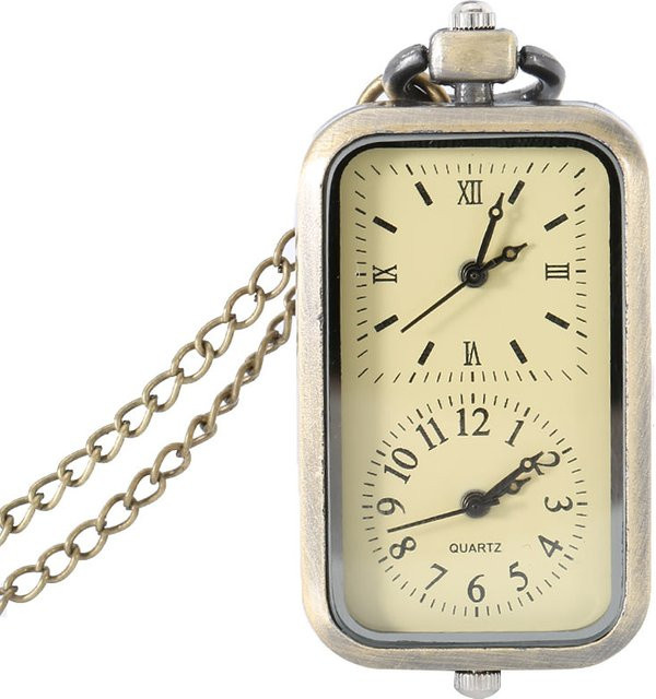 Taschenuhr Halskette, Quarz, Messing, Gold, Unisex, Vintage - Bild 1