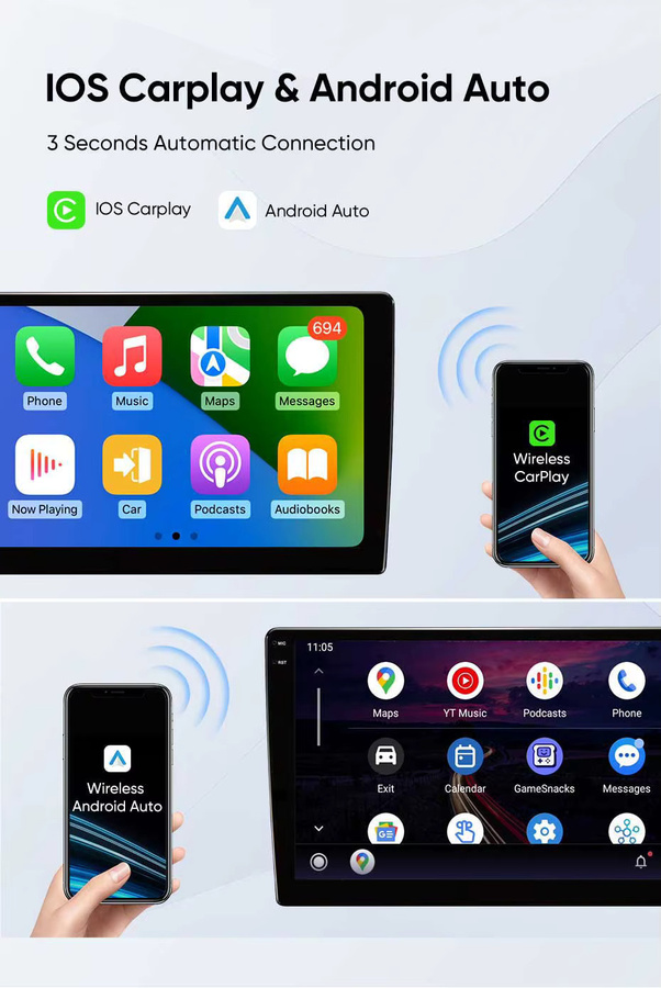 TIEYEZ Android 16 Autoradio für Hyundai I40 2011 - 2019 mit GPS, WiFi, 4G und kabellosem Carplay sowie Android Auto in Schwarz - Bild 3
