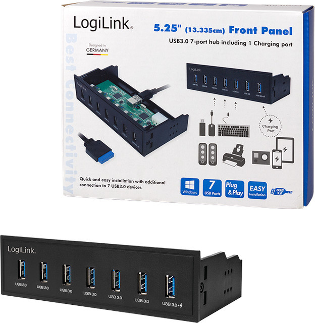 LogiLink USB 3.0 Hub 7-Port interne USB-Expansionskarte, Schwarz (UA0342) - Bild 1