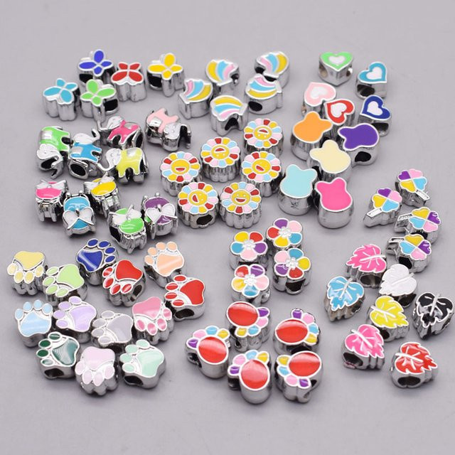 YanQi Charms Perlen, Katze Pfote, Blume, Herz, Elefant, 4,5 mm - Bild 1