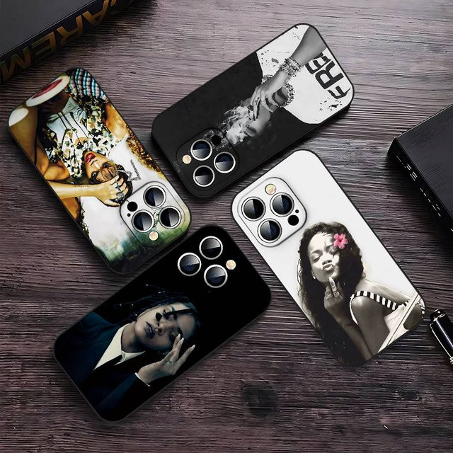Singer R-Rihanna Handyhülle in Schwarz für iPhone 17, 16, 15, 14, 13, 11 Pro Max, Plus, X, Xr, Xs Max und 13 Mini - Bild 1