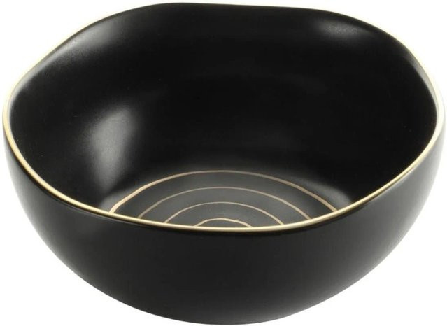 Mömax Müslischale Onix aus Porzellan in Schwarz und Gold, Durchmesser: 15 cm - Bild 1
