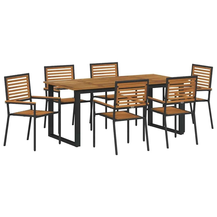 vidaXL Garten Essgruppe 7-teilig aus Massivholz Akazie in Schwarz - Bild 2
