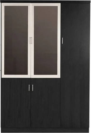 Jet-Line Aktenschrank Dortmund in Schwarz mit Glastüren für Büro und Homeoffice, H x B x T: 200 x 120 x 42 cm