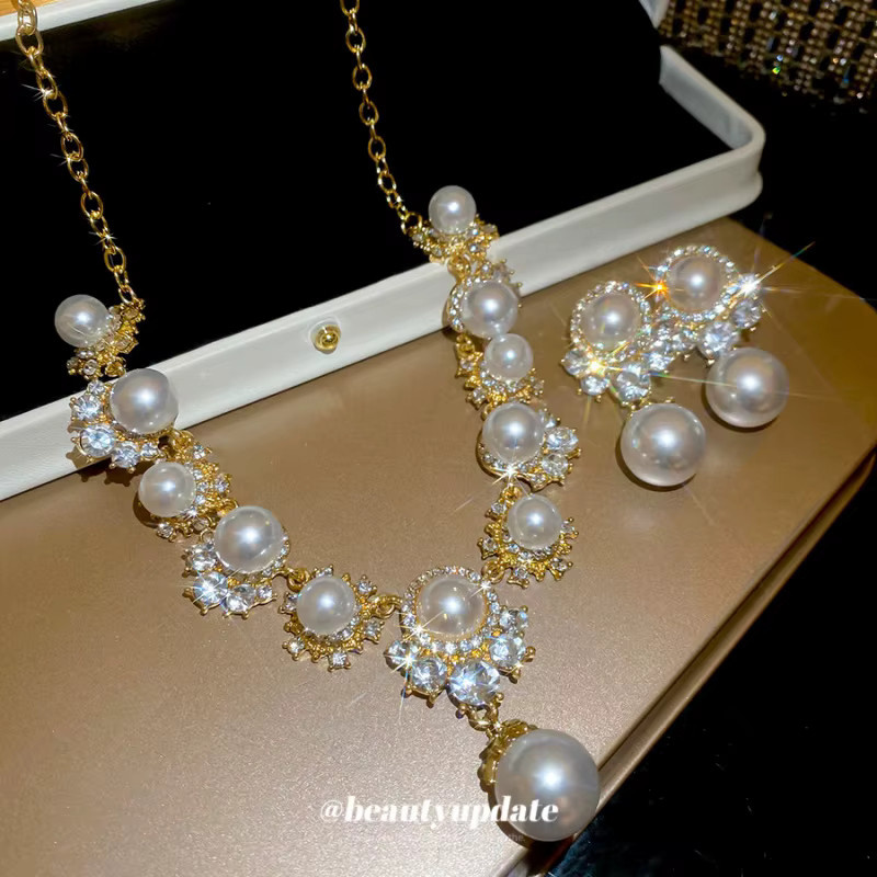UOSU Schmuck-Set, Perle, Diamant, Gold, Damen - Bild 3