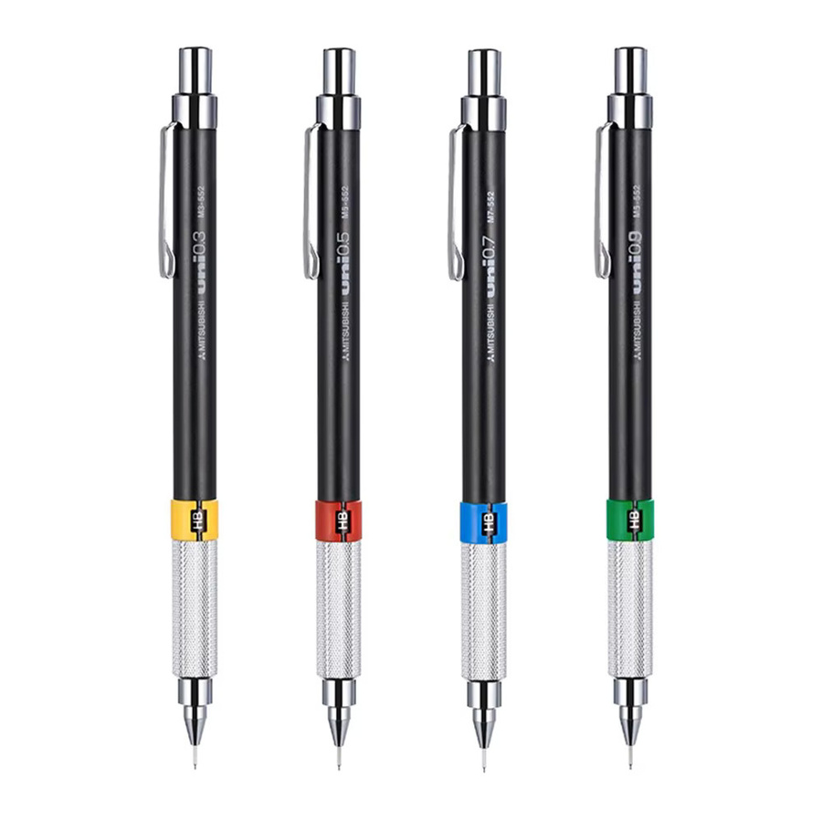 UNI Druckbleistift M5-552 mit Metallgriff und niedrigem Schwerpunkt für Zeichnungen, HB Mine - Bild 3