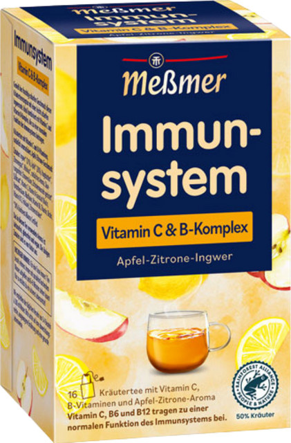 Meßmer Immunsystem Apfel Zitrone Ingwer, Kräutertee, Teebeutel, 32g - Bild 1