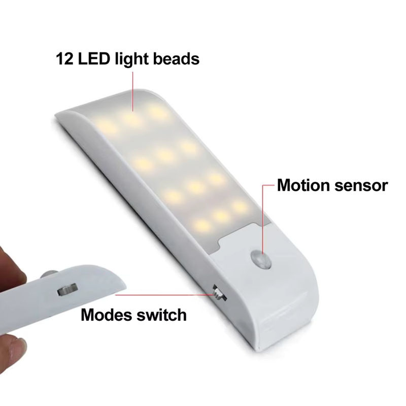 GGBEE Wiederaufladbares LED Nachtlicht mit Bewegungsmelder, Warmweiß, 12 LEDs für Flur, Badezimmer, Schrank und Küche - Bild 2