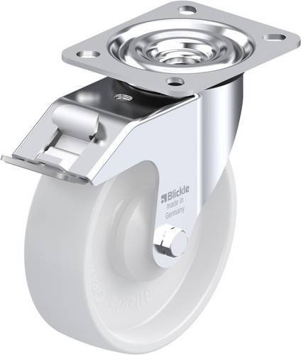 Blickle L-PO 125KA-FI Lenkrolle mit Feststeller in Weiß, Rad-Durchmesser: 125 mm, Tragfähigkeit: 250 kg - Bild 1