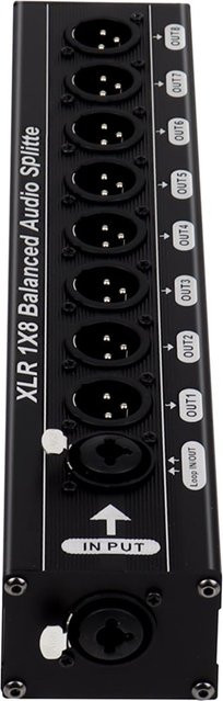 Neuer Elektronik XLR Audio-Splitter 1x8 Symmetrischer 3-Pin XLR Splitterbox mit Loop-Ausgang, Schwarz - Bild 1