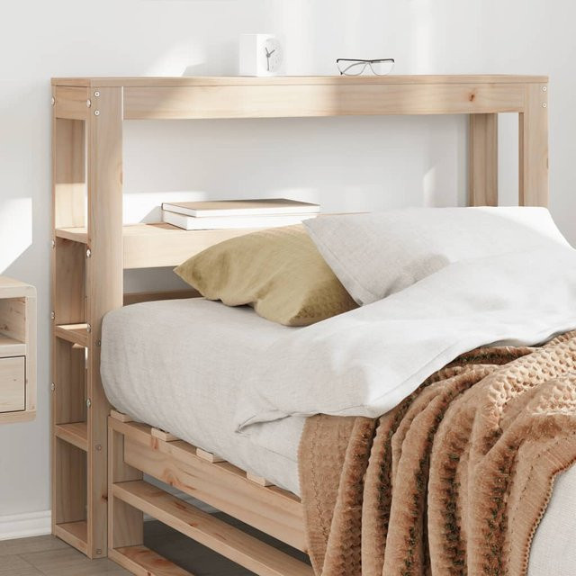 vidaXL Kopfteil aus Massivholz Kiefer mit integrierten Ablagen, braun, Breite: 75 cm - Bild 1