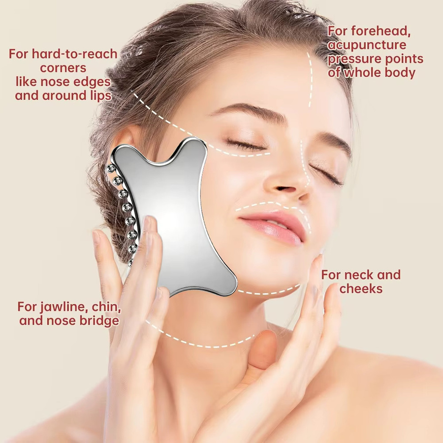 BOTQTOW Gua Sha Gesichtspflege-Werkzeug aus Edelstahl, Unisex - Bild 2