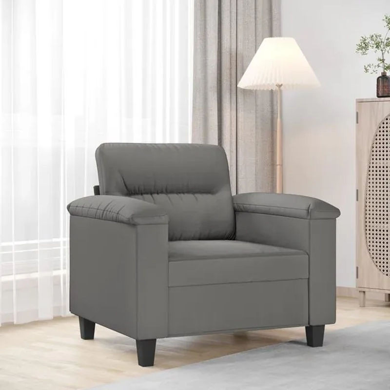 Modernes vidaXL Sessel aus Mikrofaser in Anthrazit Grau mit Metallgestell - Bild 1