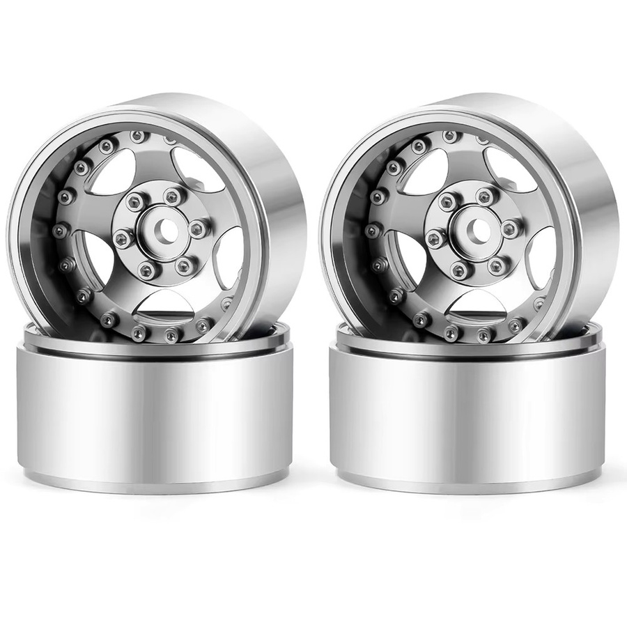 AXSPEED 1,9 Zoll Beadlock Felgen Naben, 4-teiliges Set, Grau, Metall - Bild 2
