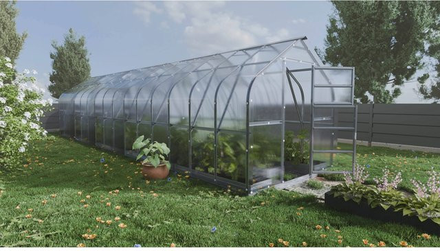 Klasika Gewächshaus Standard mit 30m2 Fläche, B/T/H: 12 x 2,5 x 2,5 m, transparente 4 mm Polycarbonatabdeckung und 6 Dachfenstern - Bild 1