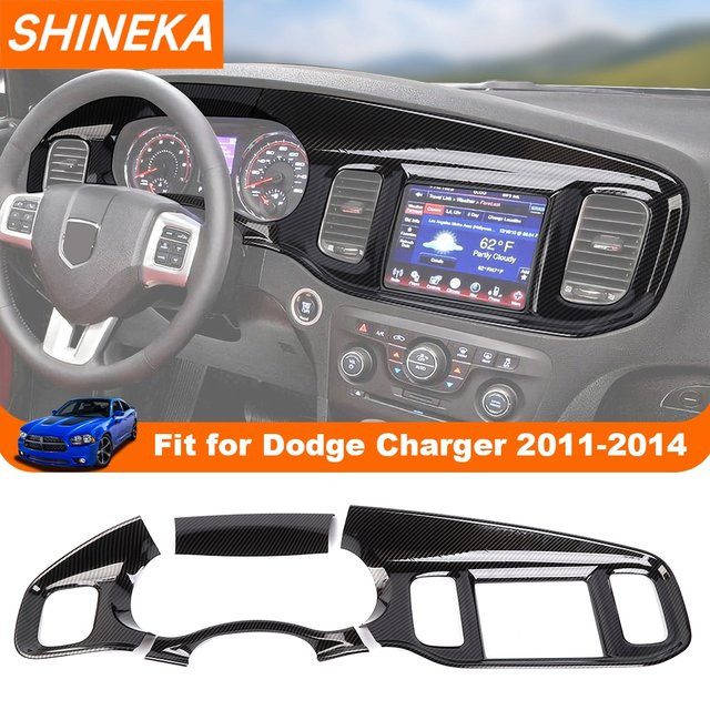 SHINEKA Dashboard Dekoration Abdeckung für Dodge Charger 2011-2014, Center Control Instrument Panel Zubehör, Schwarz - Bild 1