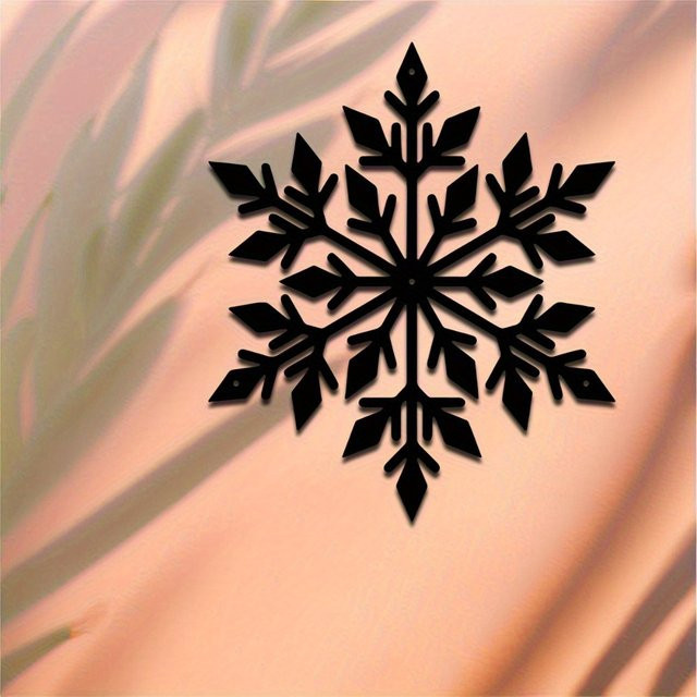 CIFBUY Schneeflocken-Wandskulptur aus Metall in Schwarz, rustikale geometrische Dekoration für Innen und Außen, B/H: 40 x 40 cm - Bild 1