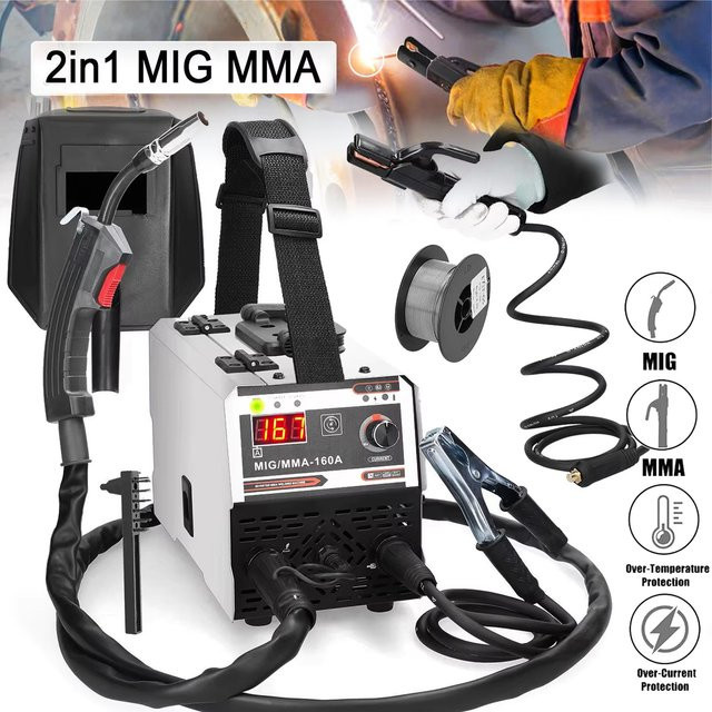 DWiusty 2 in 1 MIG/MMA Schweißgerät in Weiß mit IGBT DC Wechselrichter und automatischer Drahtzuführung für gasfreies und gasgeschütztes Schweißen - Bild 1