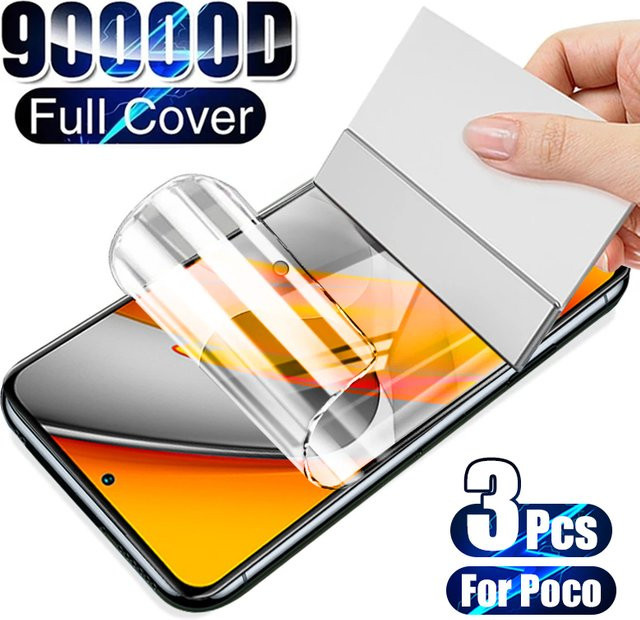 3er-Set Hydrogel-Displayschutzfolien für Xiaomi Poco X3 Pro F3 M3 M4 11T 12T Pro und Redmi Note 11 10 9 8 Pro 9S 10S 8T 9T 9A 9C in Transparent - Bild 1