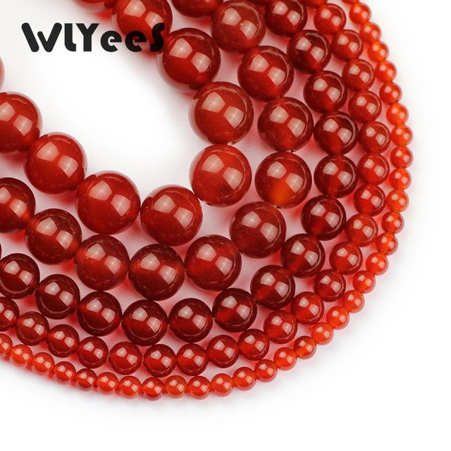 Wlyees Karneol Naturstein Perlen, runde Kugel, 4-12mm, 15", Unisex - Bild 1