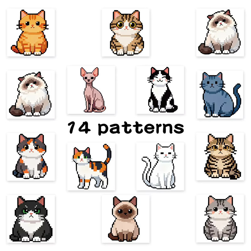 GOGOTU Katzen-Aufkleber, Pixel-Style, 500 Stück - Bild 2