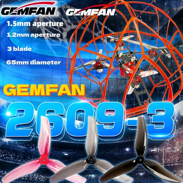 Gemfan 2609-3 Drei-Blatt-Propeller für FPV-Drohnen, 4 Paar, Grau, 65mm, Apertur 1,2mm/1,5mm - Bild 1