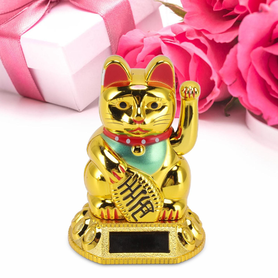 Solar Glückskatze Ornament mit Lichtinduktion und winkendem Arm als japanische Statue für dein Zuhause, Auto oder Büro - Bild 2