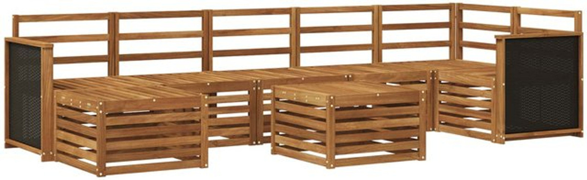 7-teilige Outdoor-Sofagarnitur aus Massivholz Akazie in Natur Braun von vidaXL für moderne Loungemöbel - Bild 1