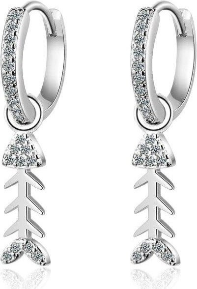 Ohrringe 925 Silber, Mosaik CZ Zirkonia Fisch, Damen - Bild 1