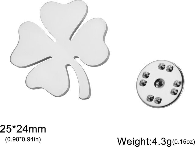 Brosche vierblättriger Klee, Edelstahl, Gold, Silber, Damen - Bild 1