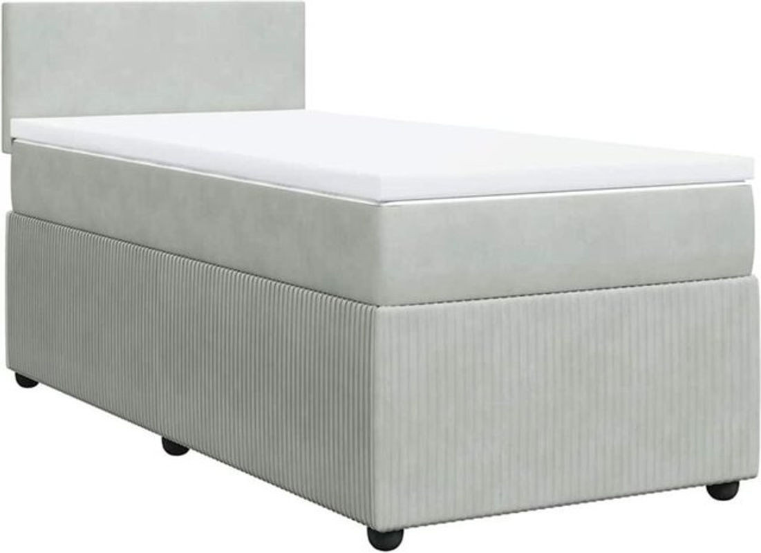 Vidaxl Boxspringbett mit Matratze aus Samt in Grau, B/T/H: 80 x 200 x 100,5 cm - Bild 1
