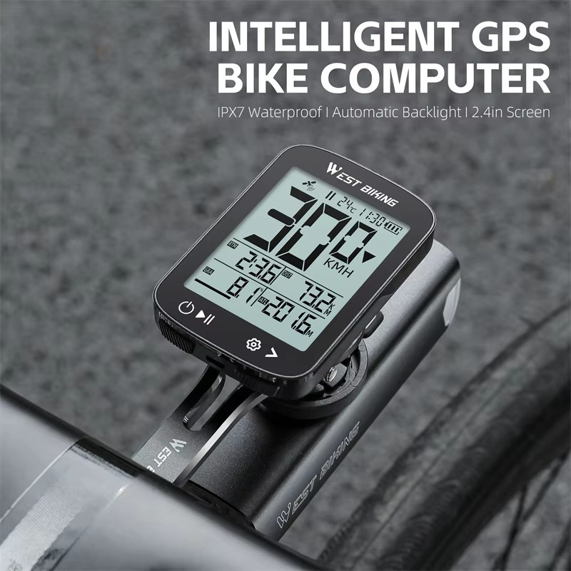 WEST BIKING Intelligenter GPS-Fahrradcomputer in Schwarz mit großem Bildschirm, kabelloser Fahrrad-Tachometer und IPX7 Wasserdichtigkeit - Bild 2