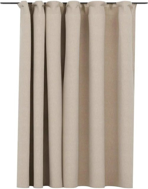 vidaXL Verdunkelungsvorhang mit Haken in Leinenoptik, Farbe Beige, B: 290 cm, H: 245 cm - Bild 1
