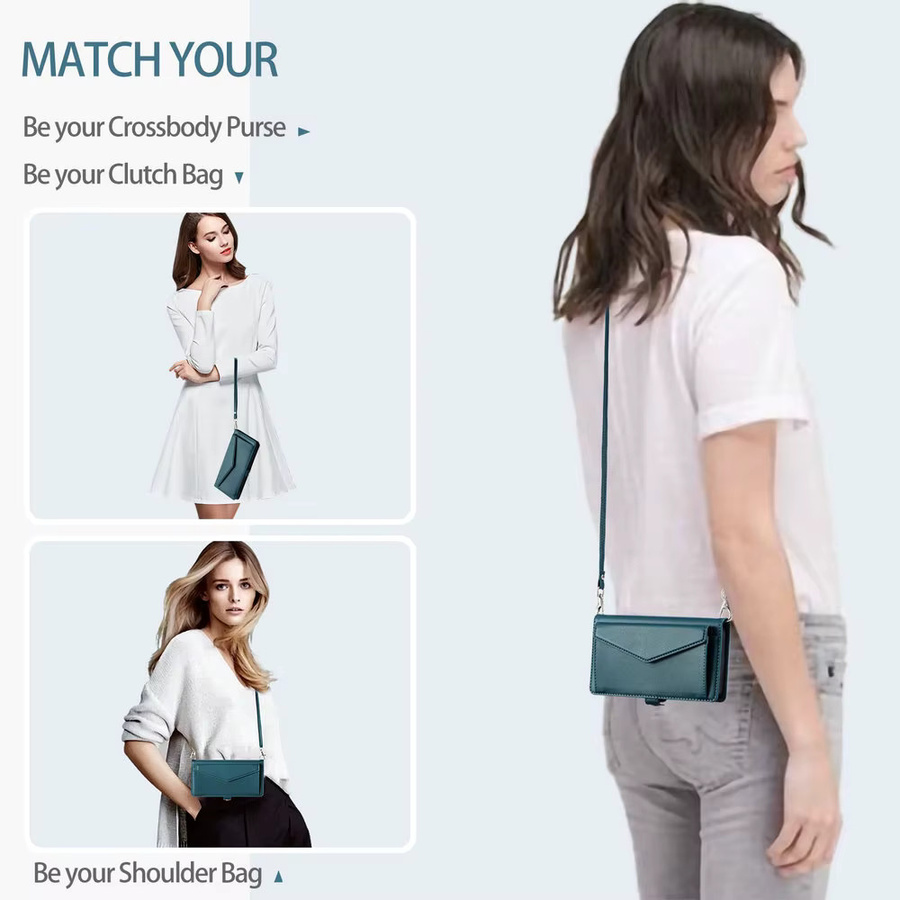 Luxus Leder-Brieftasche Crossbody-Hülle für Xiaomi Redmi Note 11 12 13 14 15 Pro Plus 5G in Blau - Bild 4