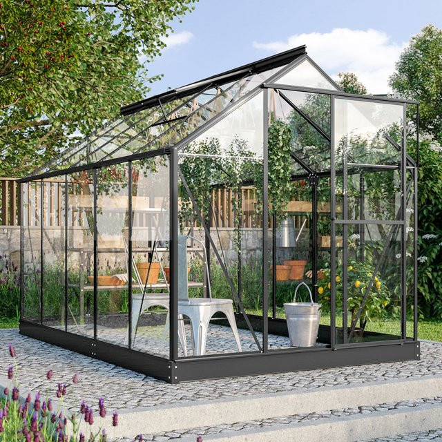 Vitavia Gewächshaus Triton 6200 Schwarz 6,2 m² inklusive Stahlfundament und 3 mm ESG-Glas - Bild 1