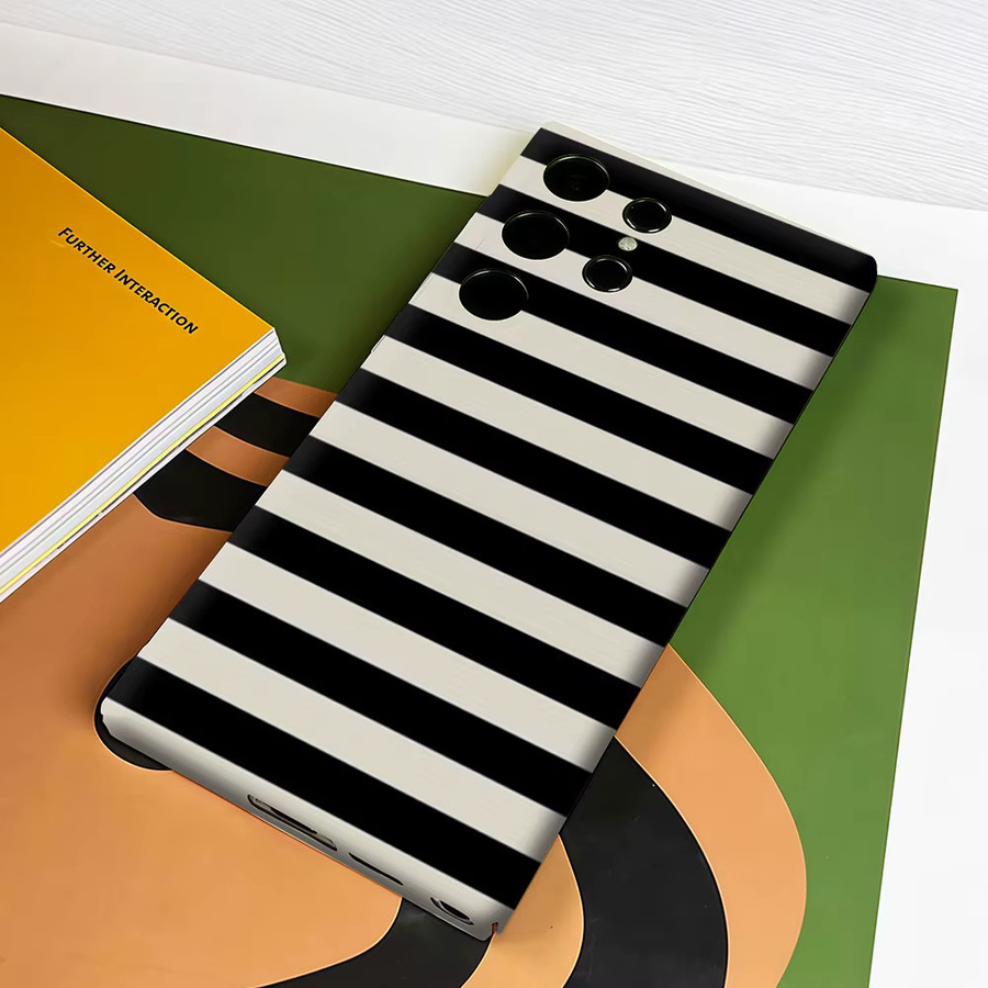 Aurbe Handyhülle für Samsung Galaxy S26 S25 S24 S23 Ultra Plus mit vertikalen Streifen in Schwarz und Weiß - Bild 4