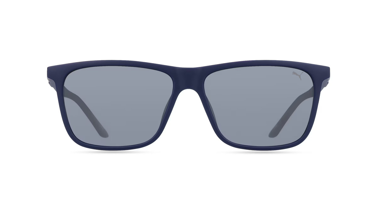 Puma PU0322S Sonnenbrille, Vollrand, Quadratisch, Kunststoff, Herren, Blau, Grau - Bild 1