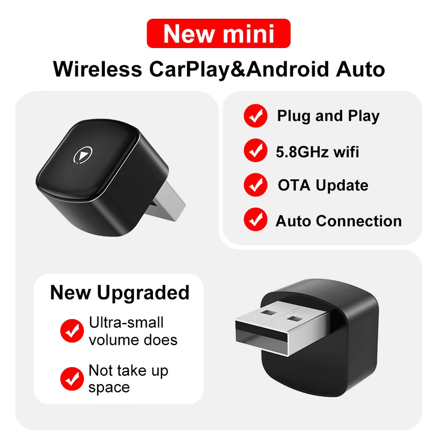 FLIXIVI CarPlay und Android Auto Adapter 2in1 Schwarz: Kabellose Konvertierung von kabelgebundenem CarPlay/Android Auto via 5GHz WiFi5, Plug-and-Play für OEM-Fahrzeuge - Bild 3