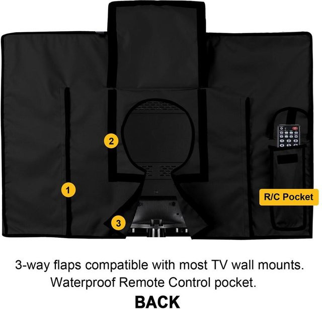 TOMTOP JMS Outdoor-TV-Abdeckung für 55–58 Zoll, wasserdicht und staubdicht, Schwarz - Bild 1