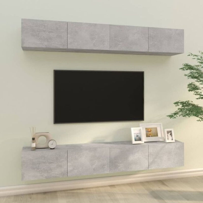 Vidaxl Set aus 4 TV-Wandschränken in Grau, modern und klassisch, B/T/H: 100 x 30 x 30 cm - Bild 1