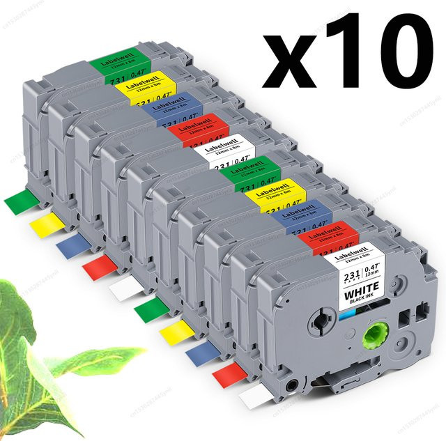 Labelwell TZe-231 Etikettenband Schwarz auf Weiß, 12mm, kompatibel mit Brother P-touch PTH110 und D400 - Bild 1