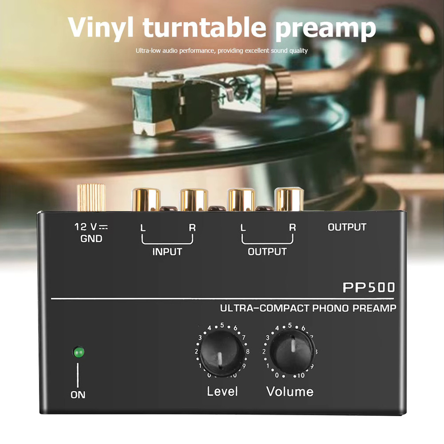 Kebidumei PP500 Phono-Vorverstärker in Schwarz mit Lautstärkeregler für Vinyl-Plattenspieler, Kopfhörer-Vorverstärker und Mikrofon-Vergrößerungsmischer - Bild 3