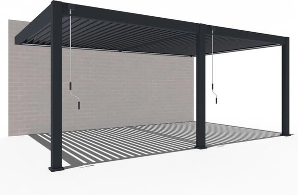 Weide Deluxe Plus Aluminium Pavillon Wandpergola mit Lamellendach in Anthrazit B/T/H: 400 x 600 x 255 cm