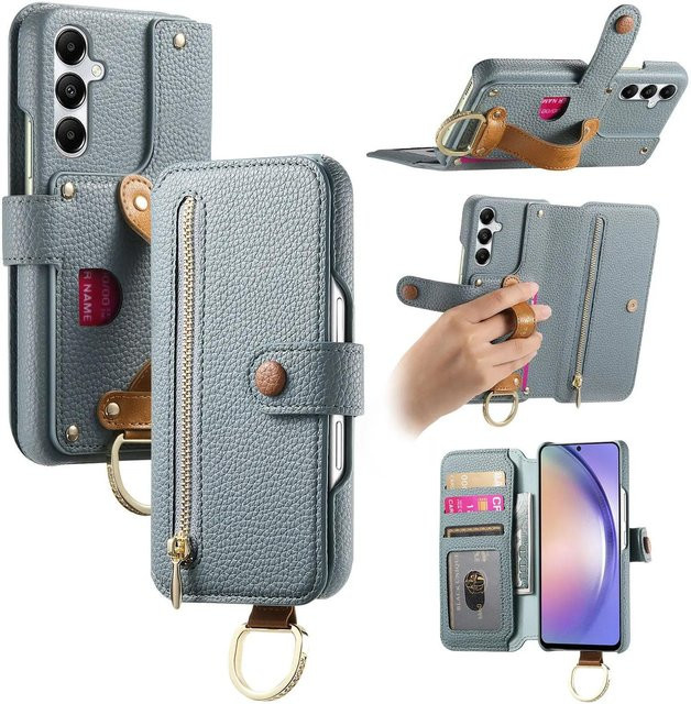 Leder Geldbörse Handyhülle mit Kartenfach für Samsung Galaxy S26 Ultra S25 S24 S23 S22 S21 Plus FE A56 A55 A36 A35 A26 A17 A16 A07 in Blau - Bild 1