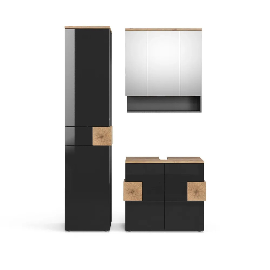 Vicco Badmöbel Set Eden in Anthrazit und Eiche bestehend aus Spiegelschrank, Unterschrank und Hochschrank - Bild 3