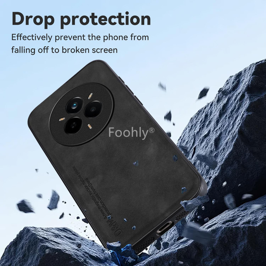Stoßfeste magnetische Schutzhülle aus Nubuk Leder für Realme 14 Pro 5G und 14 Pro+ Plus - Bild 3