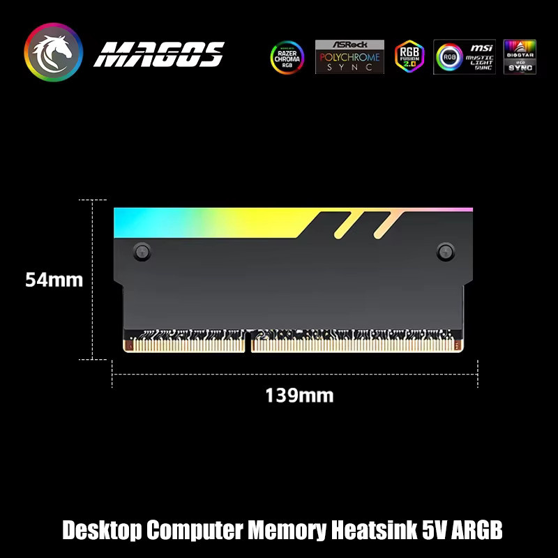 Flying Elephant ARGB RAM Kühlkörper mit Unendlicher Spiegel-Linsen-Optik und Aluminiumhülle für DDR3/4/5, Silber/Mehrfarbig - Bild 2